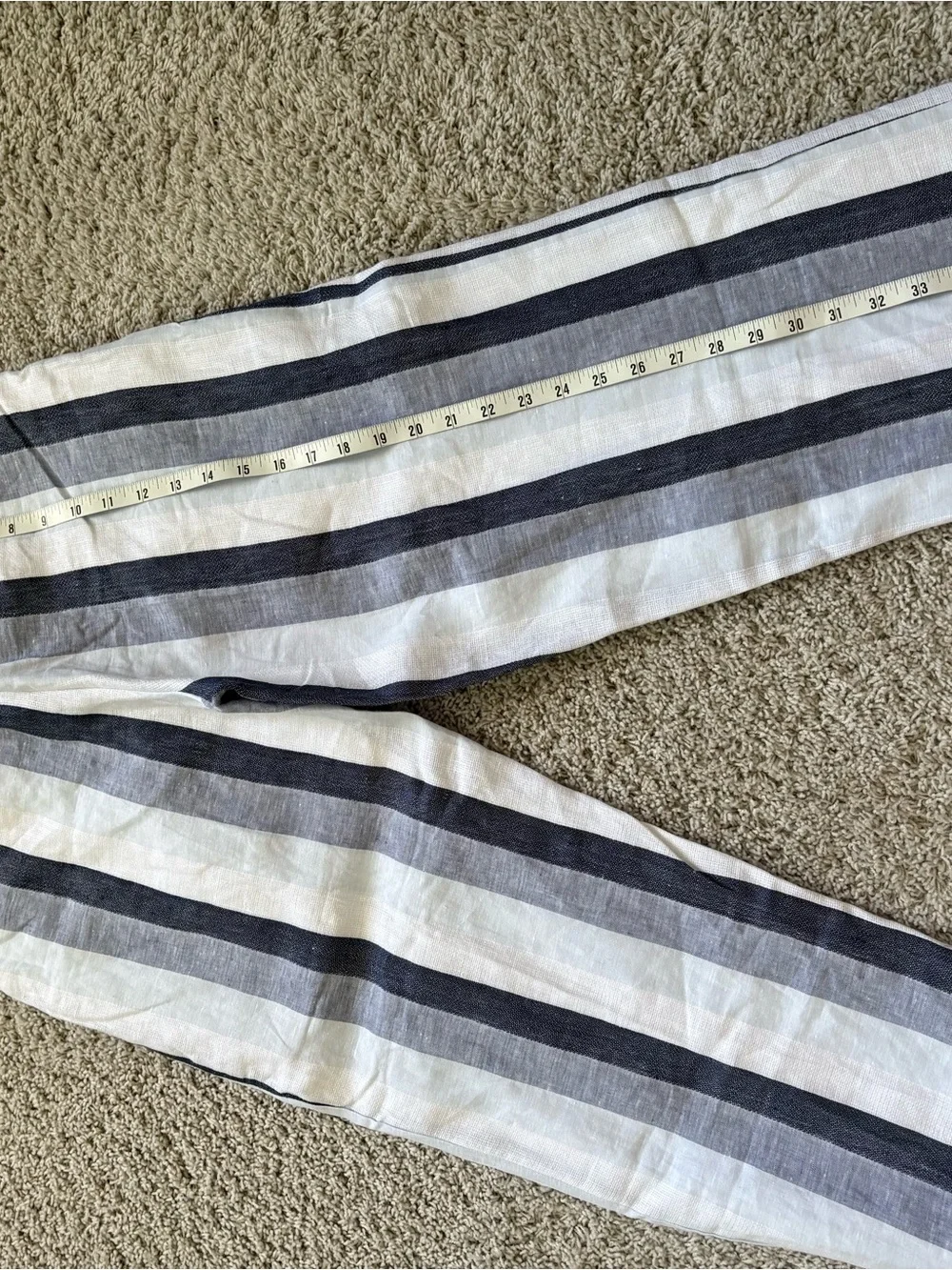 J. Crew Striped Paperbag Waist Wide-Leg Pants — Navy & White